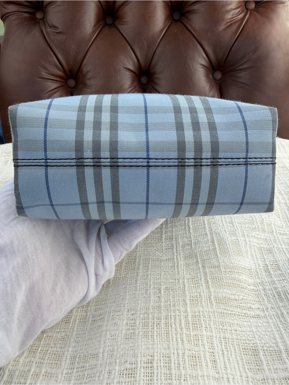 Burberry light blue Nova Check Mini Tote - Picture 7 of 14